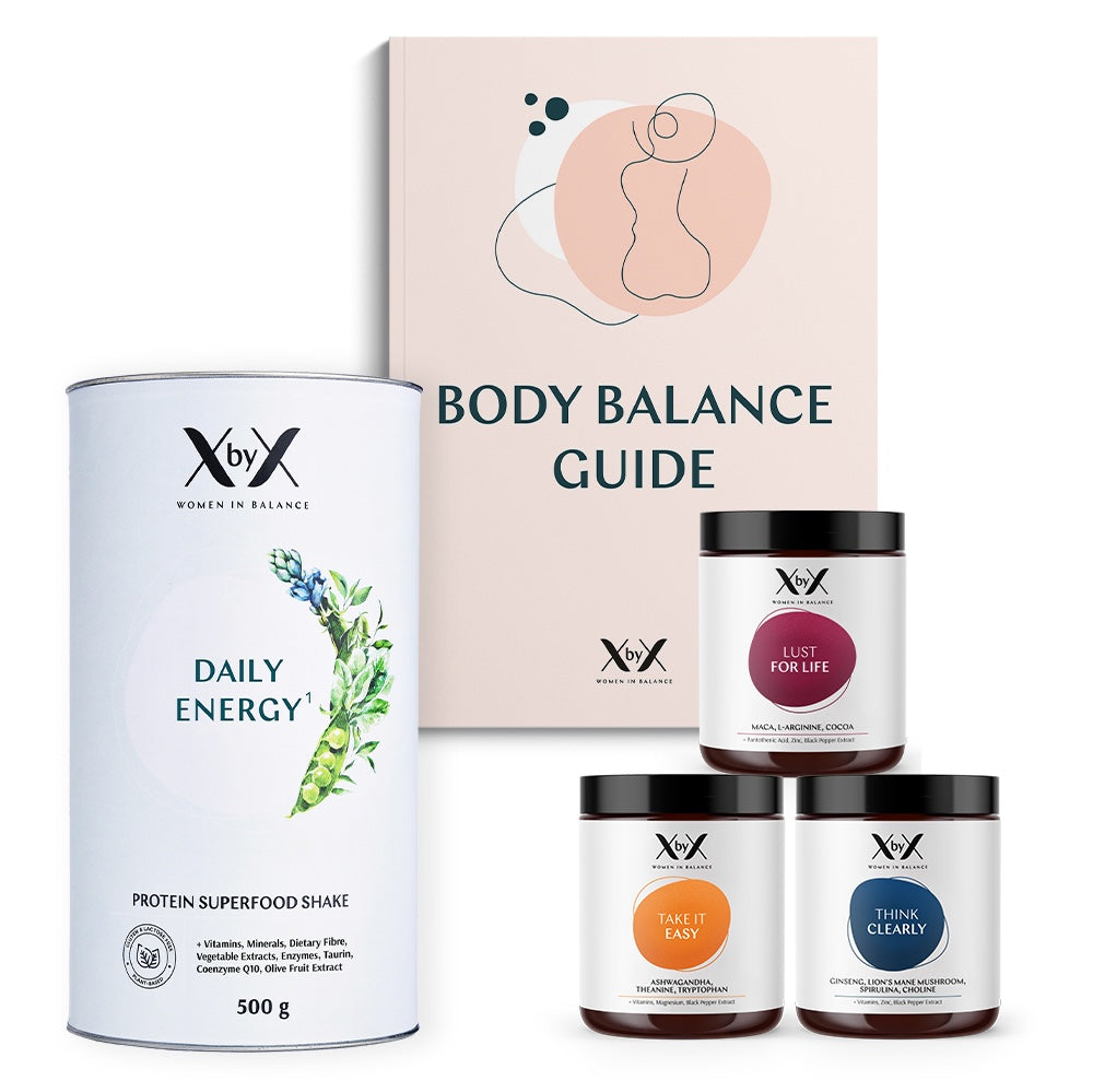 XbyX Body Balance Bundle with daily energy, body balance guide, lust for life, take it easy and think clearly menopause